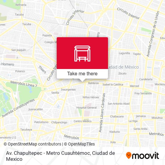 Av. Chapultepec - Metro Cuauhtémoc map