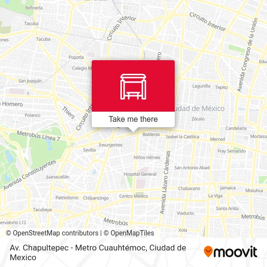 Av. Chapultepec - Metro Cuauhtémoc map
