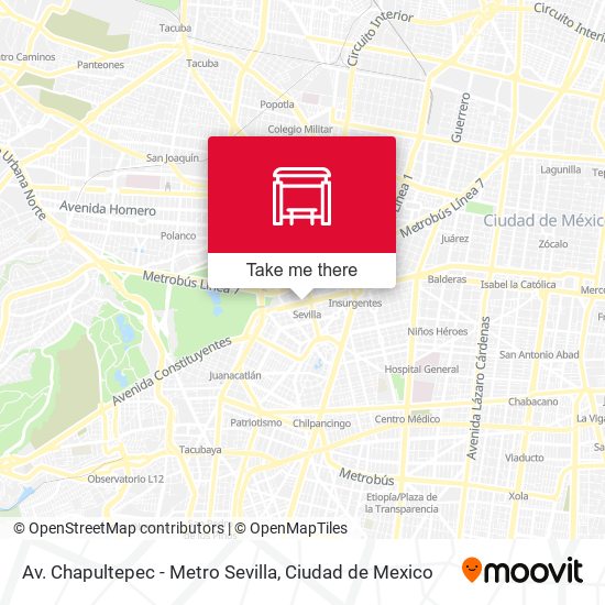 Av. Chapultepec - Metro Sevilla map