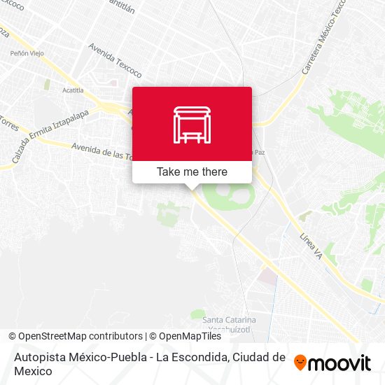 Autopista México-Puebla - La Escondida map
