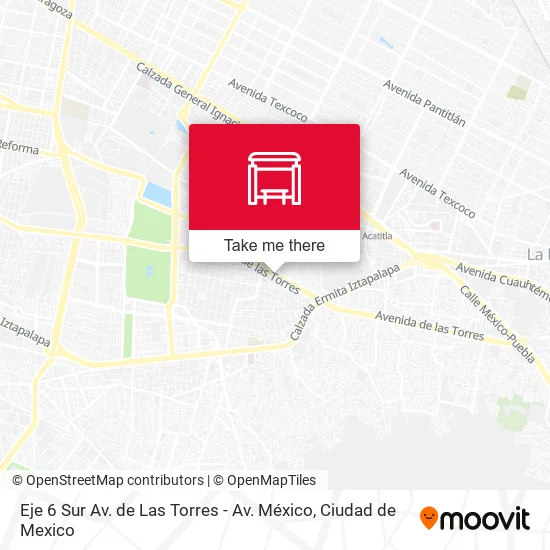 Eje 6 Sur Av. de Las Torres - Av. México map
