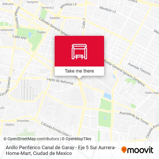 Anillo Periférico Canal de Garay - Eje 5 Sur Aurrera-Home-Mart map