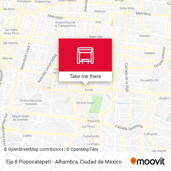 Eje 8 Popocatepetl - Alhambra map