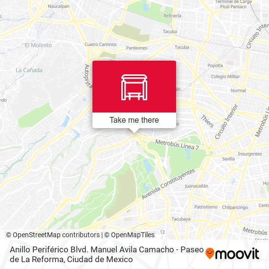 Anillo Periférico Blvd. Manuel Avila Camacho - Paseo de La Reforma map
