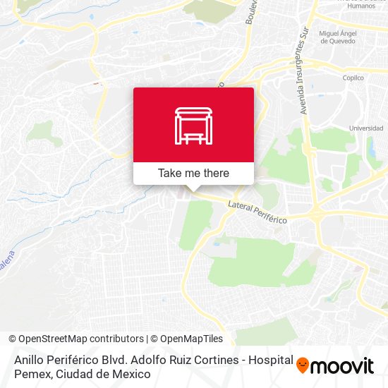 Mapa de Anillo Periférico Blvd. Adolfo Ruiz Cortines - Hospital Pemex