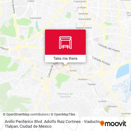 Anillo Periférico Blvd. Adolfo Ruiz Cortines - Viaducto Tlalpan map