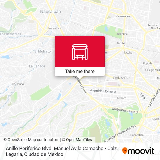 Anillo Periférico Blvd. Manuel Avila Camacho - Calz. Legaria map