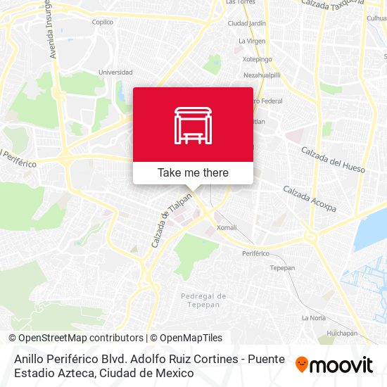 Mapa de Anillo Periférico Blvd. Adolfo Ruiz Cortines - Puente Estadio Azteca