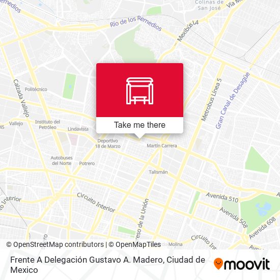 Frente A Delegación Gustavo A. Madero map