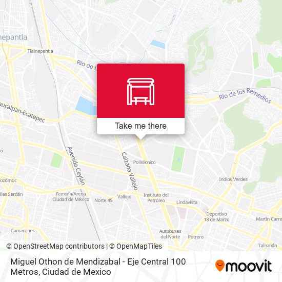 Miguel Othon de Mendizabal - Eje Central 100 Metros map