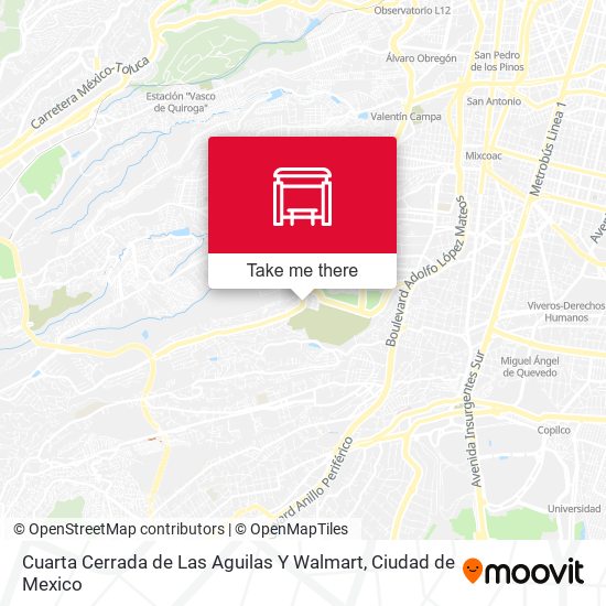 Mapa de Cuarta Cerrada de Las Aguilas Y Walmart