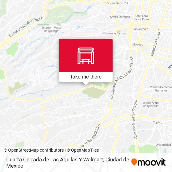 Cuarta Cerrada de Las Aguilas Y Walmart map