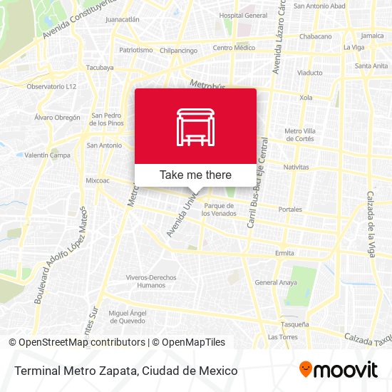 Mapa de Terminal Metro Zapata