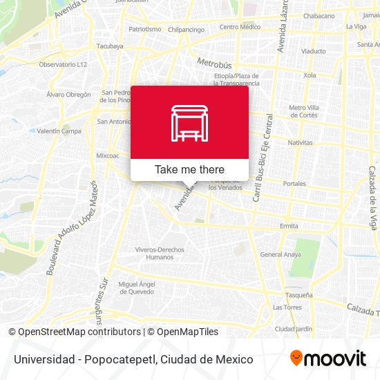 Universidad - Popocatepetl map