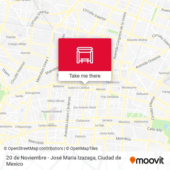 20 de Noviembre - José María Izazaga map