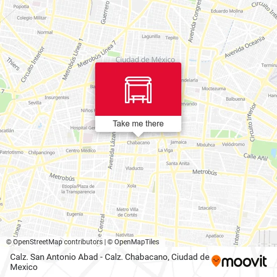 Mapa de Calz. San Antonio Abad - Calz. Chabacano