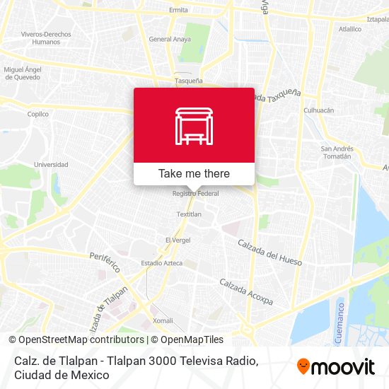 Mapa de Calz. de Tlalpan - Tlalpan 3000 Televisa Radio