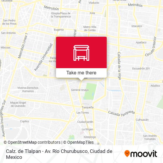 Calz. de Tlalpan - Av. Río Churubusco map