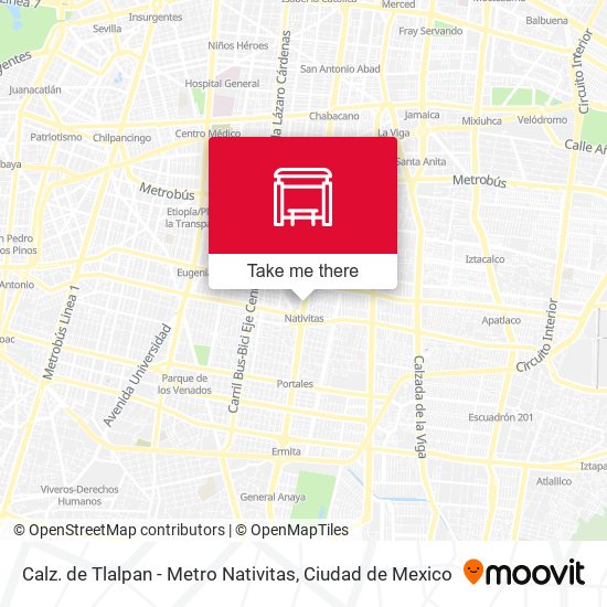 Calz. de Tlalpan - Metro Nativitas map