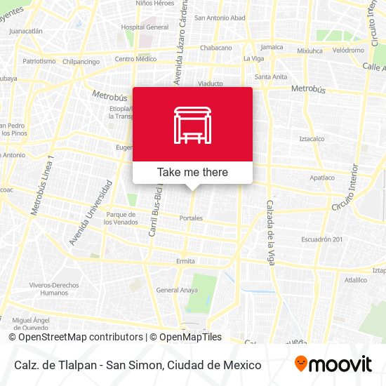 Calz. de Tlalpan - San Simon map