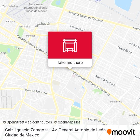 Calz. Ignacio Zaragoza - Av. General Antonio de León map