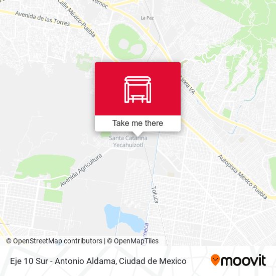 Mapa de Eje 10 Sur - Antonio Aldama
