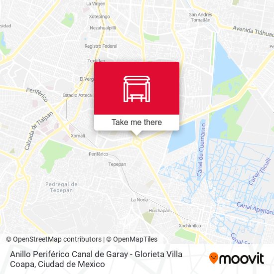 Anillo Periférico Canal de Garay - Glorieta Villa Coapa map