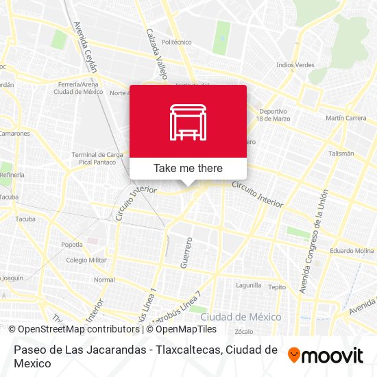 Paseo de Las Jacarandas - Tlaxcaltecas map
