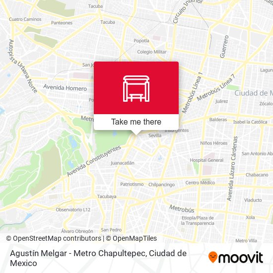 Agustín Melgar - Metro Chapultepec map