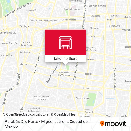 Parabús Div. Norte - Miguel Laurent map