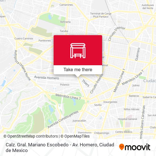 Mapa de Calz. Gral. Mariano Escobedo - Av. Homero