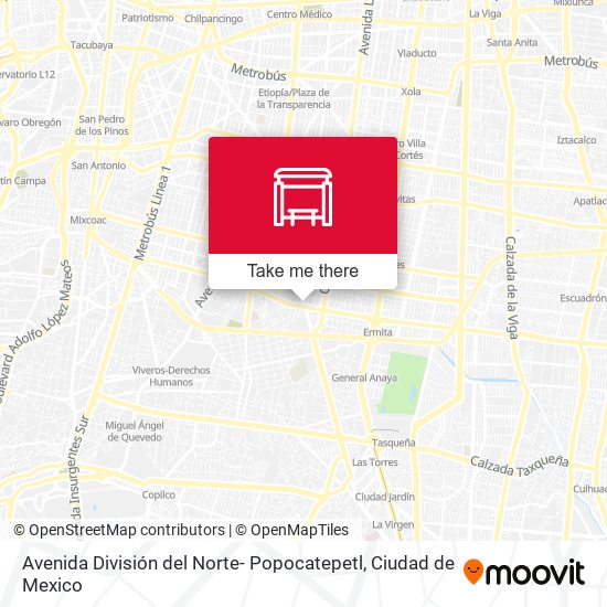 Avenida División del Norte- Popocatepetl map