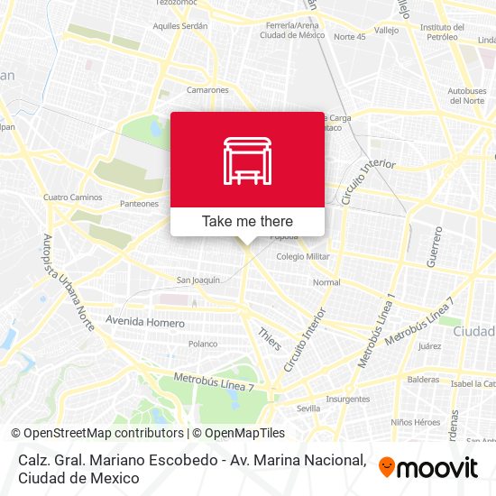 Calz. Gral. Mariano Escobedo - Av. Marina Nacional map