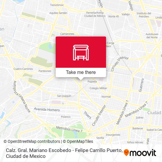 Calz. Gral. Mariano Escobedo - Felipe Carrillo Puerto map