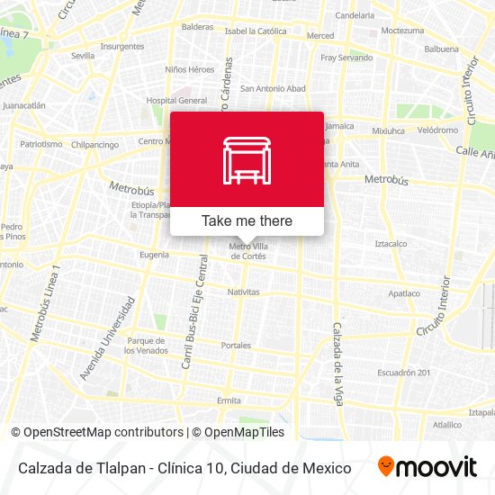 Calzada de Tlalpan - Clínica 10 map