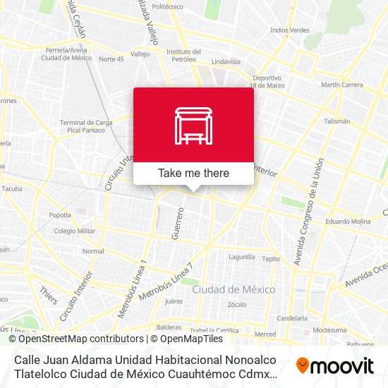 Mapa de Calle Juan Aldama Unidad Habitacional Nonoalco Tlatelolco Ciudad de México Cuauhtémoc Cdmx 06900 México