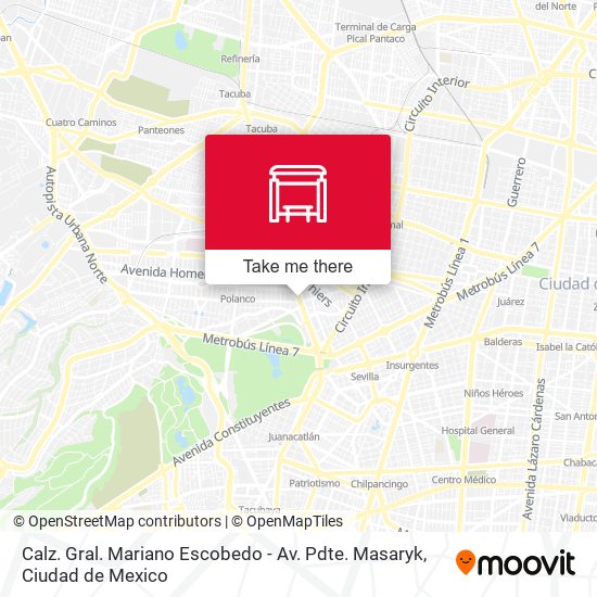 Calz. Gral. Mariano Escobedo - Av. Pdte. Masaryk map