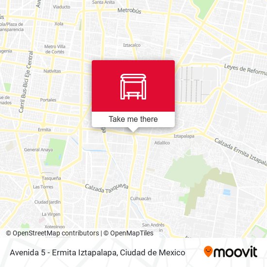 Avenida 5 - Ermita Iztapalapa map