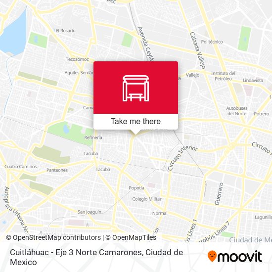 Cuitláhuac - Eje 3 Norte Camarones map