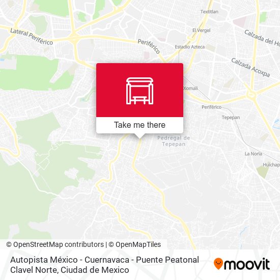 Autopista México - Cuernavaca - Puente Peatonal Clavel Norte map