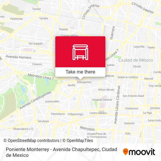 Poniente Monterrey - Avenida Chapultepec map