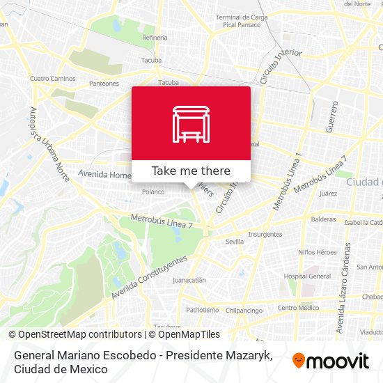 Mapa de General Mariano Escobedo - Presidente Mazaryk