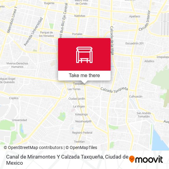 Mapa de Canal de Miramontes Y Calzada Taxqueña