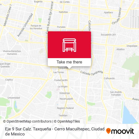 Eje 9 Sur Calz. Taxqueña - Cerro Macuiltepec map