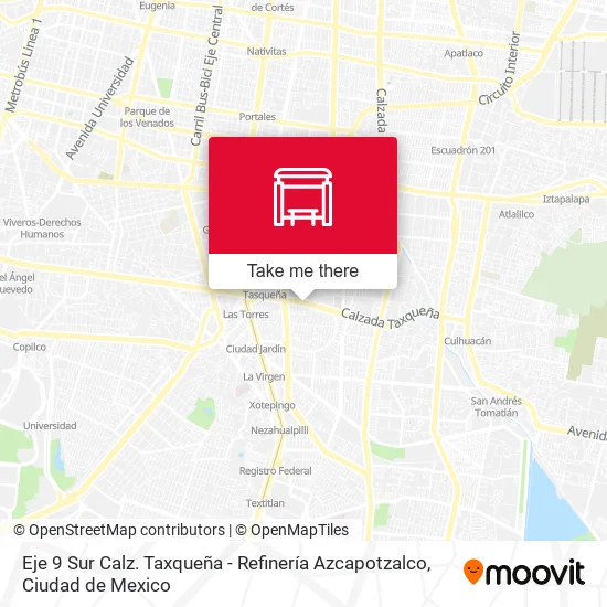 Mapa de Eje 9 Sur Calz. Taxqueña - Refinería Azcapotzalco