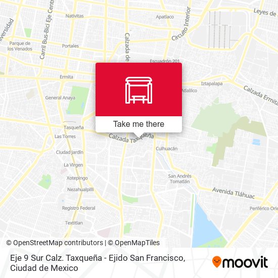 Eje 9 Sur Calz. Taxqueña - Ejido San Francisco map