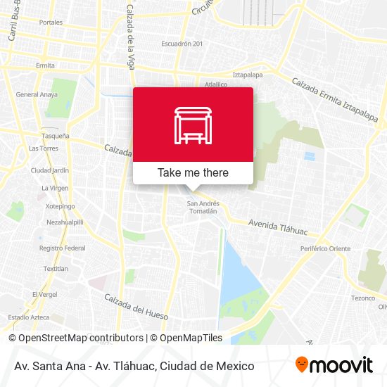 Av. Santa Ana - Av. Tláhuac map