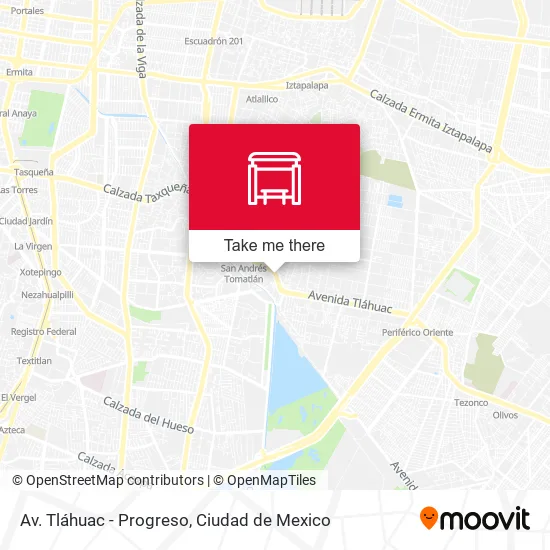 Av. Tláhuac - Progreso map