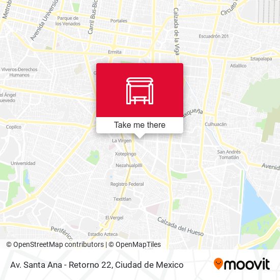 Av. Santa Ana - Retorno 22 map