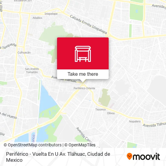 Periférico - Vuelta En U Av. Tláhuac map